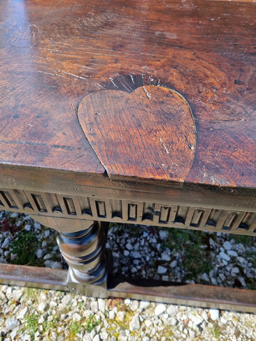 LARGE MID 17THC WELSH OAK REFECTORY TABLE ,ONE PIECE TOP  View VI