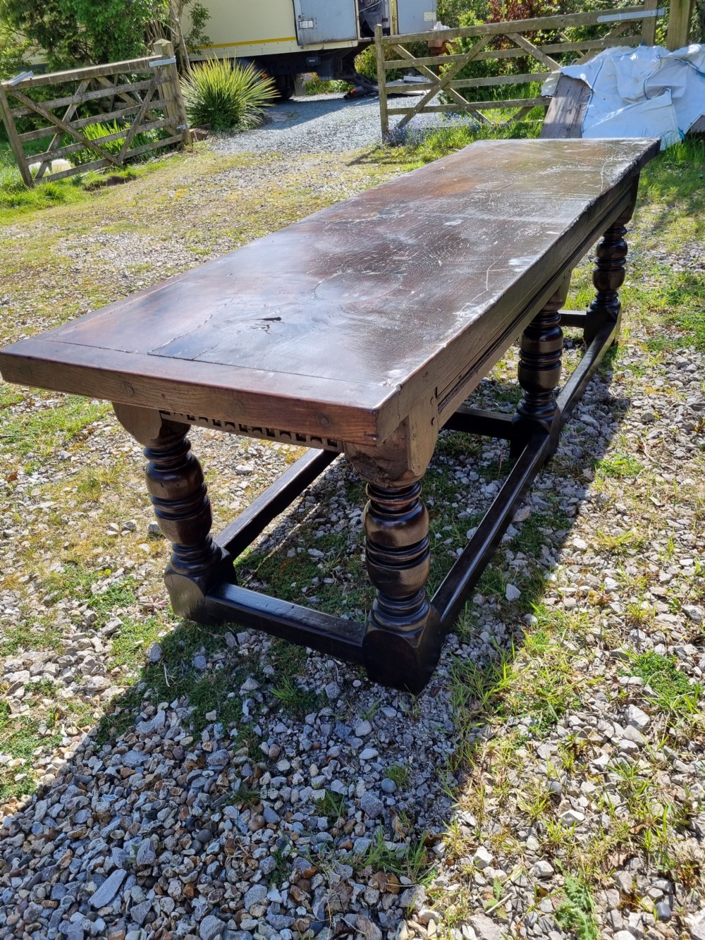 LARGE MID 17THC WELSH OAK REFECTORY TABLE ,ONE PIECE TOP  View VII