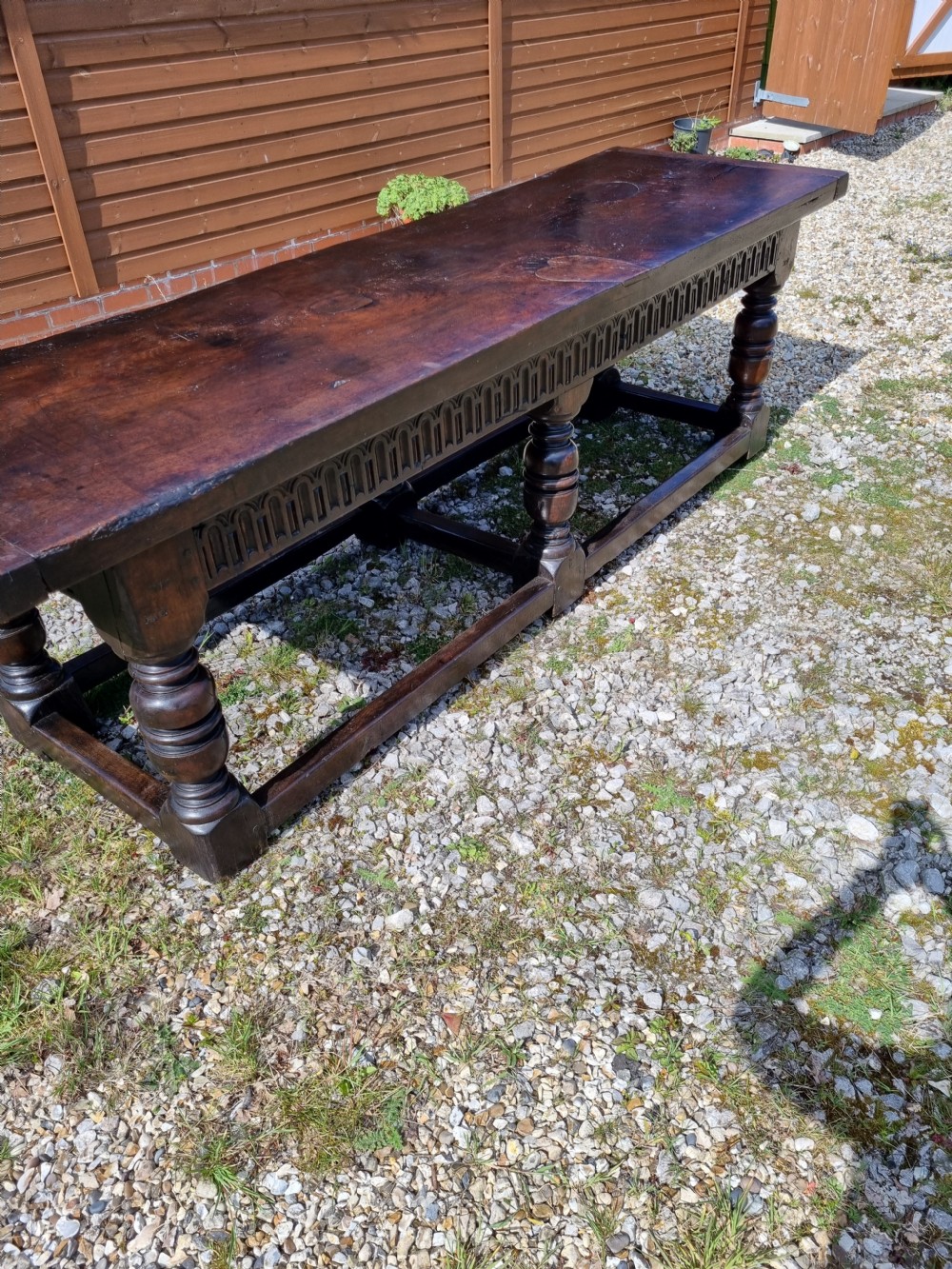 LARGE MID 17THC WELSH OAK REFECTORY TABLE ,ONE PIECE TOP  View VIII