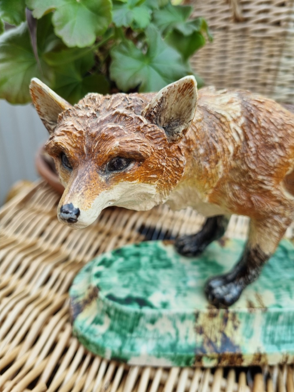 UNUSUAL ANTIQUE STONEWARE LARGE MODEL OF A FOX  View II