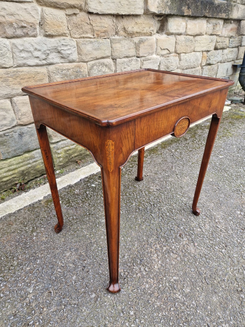A SMART 19THC WALNUT INLAID END/SILVER TABLE 