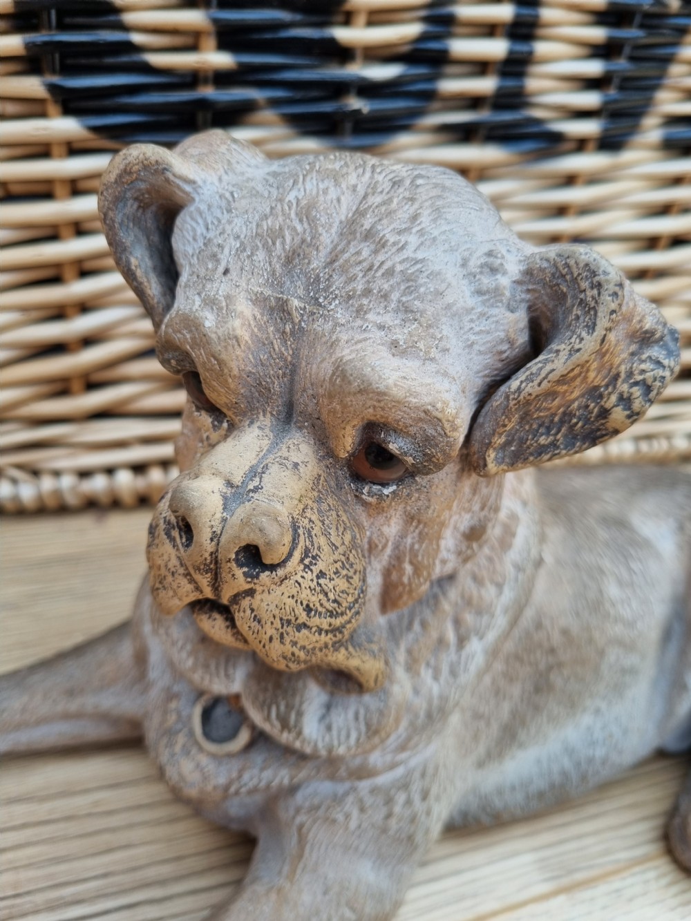 19THC AUSTRIAN LARGE TERRACOTTA MASTIFF WITH GLASS EYES  View IV