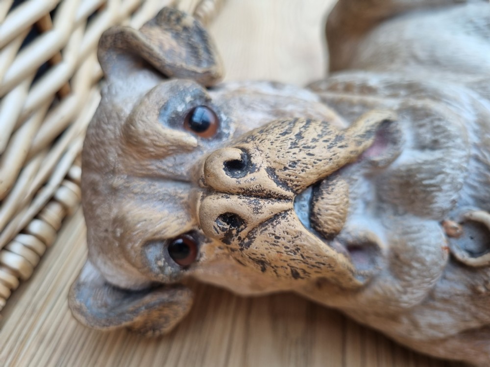 19THC AUSTRIAN LARGE TERRACOTTA MASTIFF WITH GLASS EYES  View VI