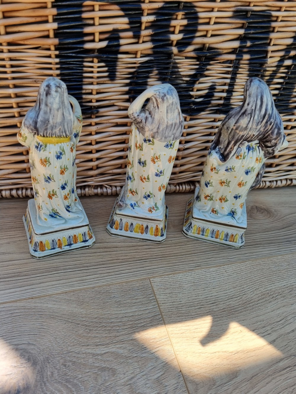 RARE SET OF  3 18THC/E19TH POTTERY FIGURES OF FAITH HOPE AND CHARITY View V