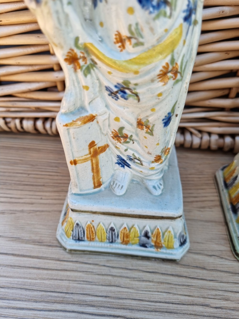 RARE SET OF  3 18THC/E19TH POTTERY FIGURES OF FAITH HOPE AND CHARITY View VI