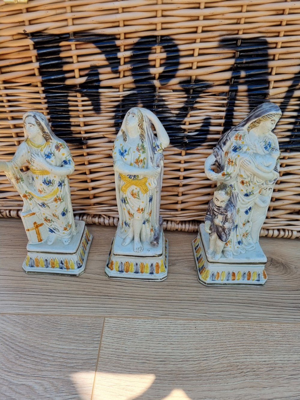 RARE SET OF  3 18THC/E19TH POTTERY FIGURES OF FAITH HOPE AND CHARITY View VII