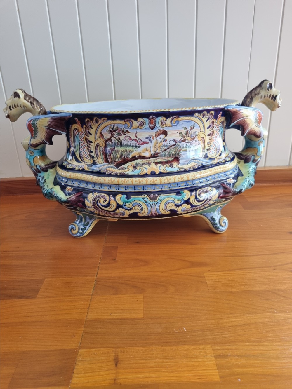 STUNNING LARGE FRENCH FAIENCE POTTERY PLANTER View VII