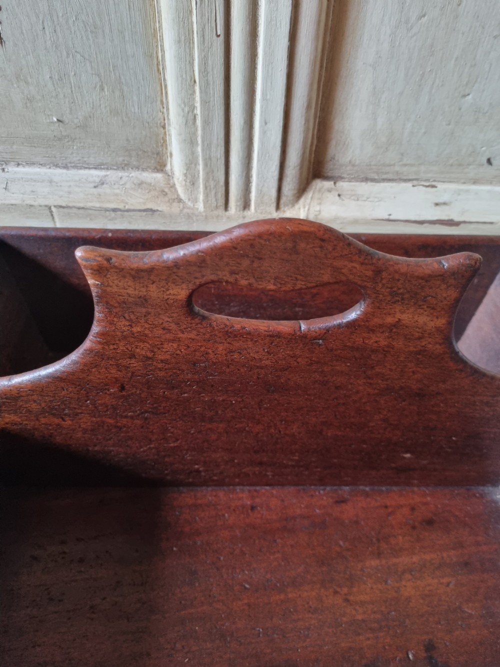 LARGE GEORGIAN MAHOGANY CULTERY 2 DIVISION BOX View IV