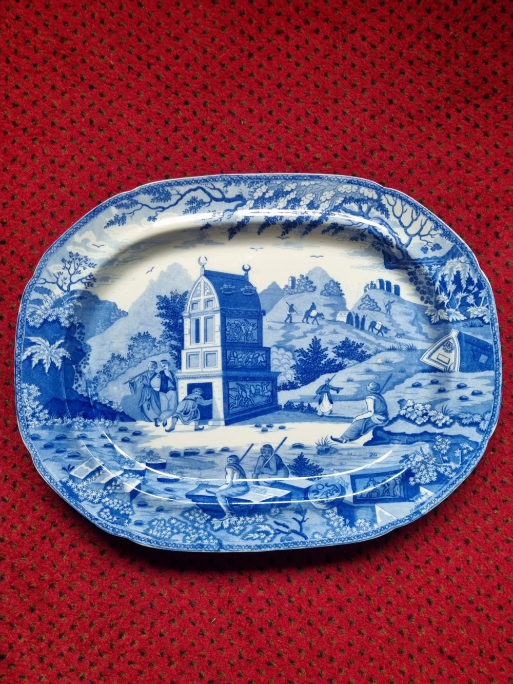 LARGE PERFECT SPODE BLUE AND WHITE CARAMANIAN PLATTER View VI