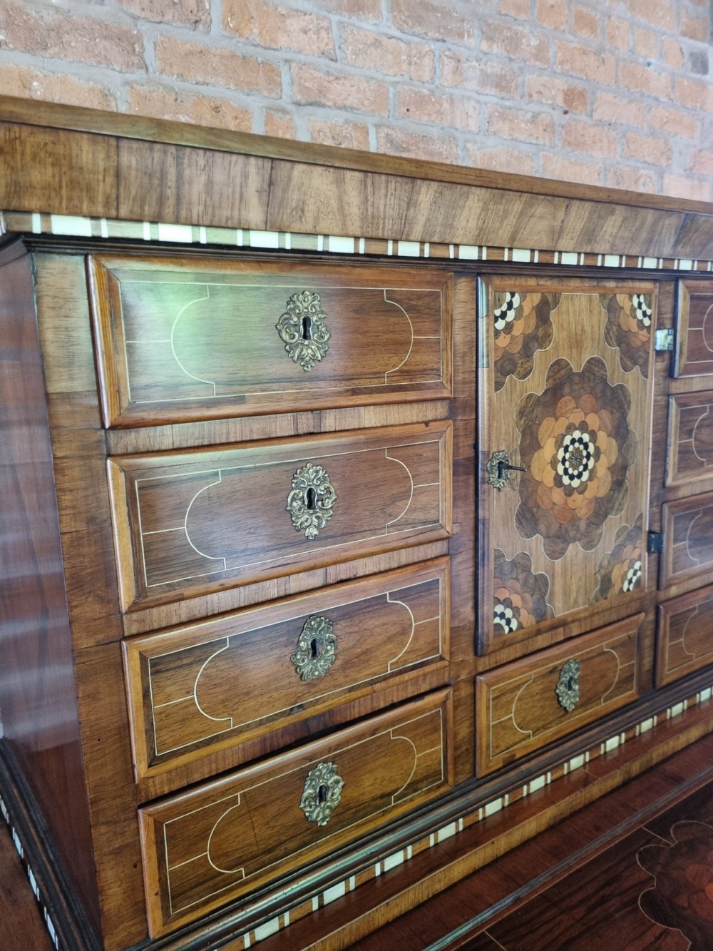 UNUSUAL 18/19THC ITALIAN PROFUSELY INLAID DESK  View II