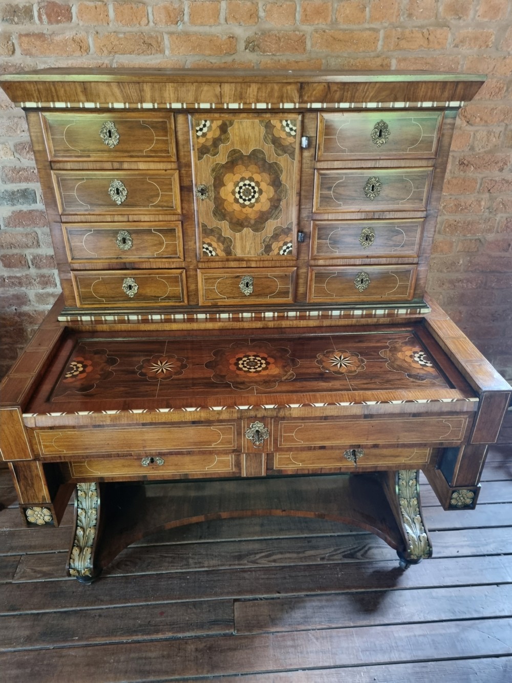 UNUSUAL 18/19THC ITALIAN PROFUSELY INLAID DESK  View VII