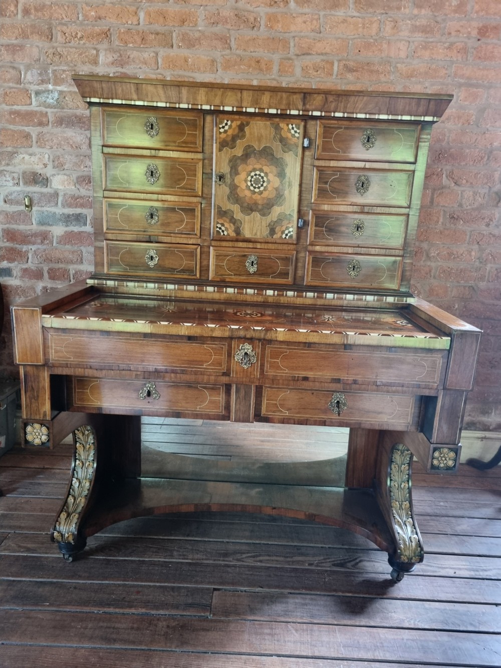 UNUSUAL 18/19THC ITALIAN PROFUSELY INLAID DESK  View VIII