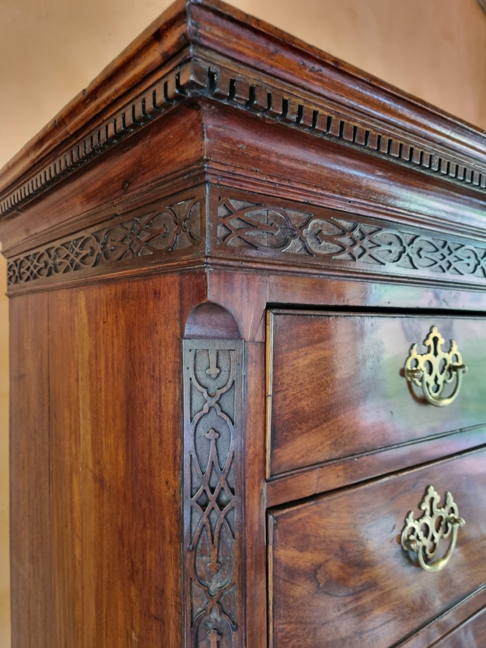 GEORGIAN SMALL MAHOGANY CHEST ON CHEST WITH HAIR SLIDE View II