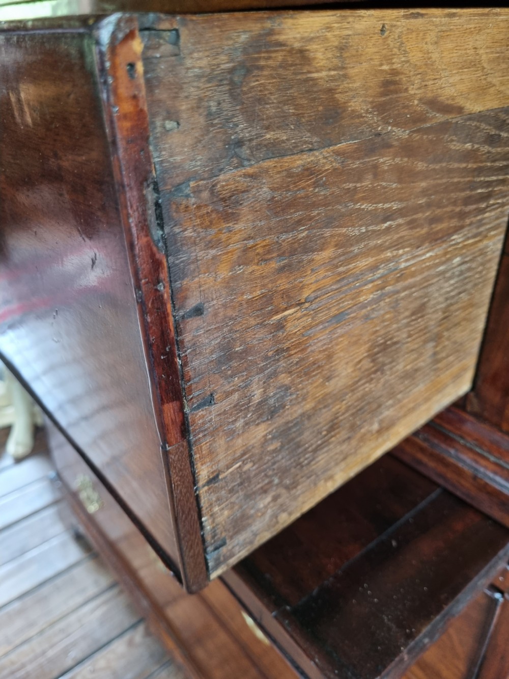 GEORGIAN SMALL MAHOGANY CHEST ON CHEST WITH HAIR SLIDE View IV