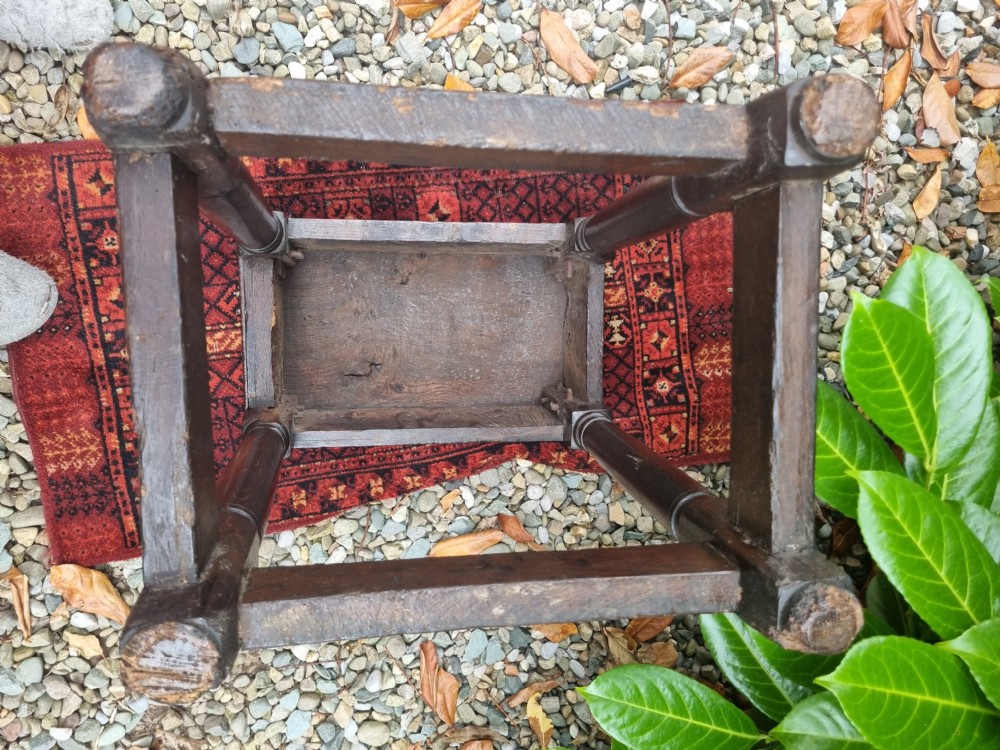 MID 17THC GOTHIC CARVED TALL OAK JOINT STOOL View IX