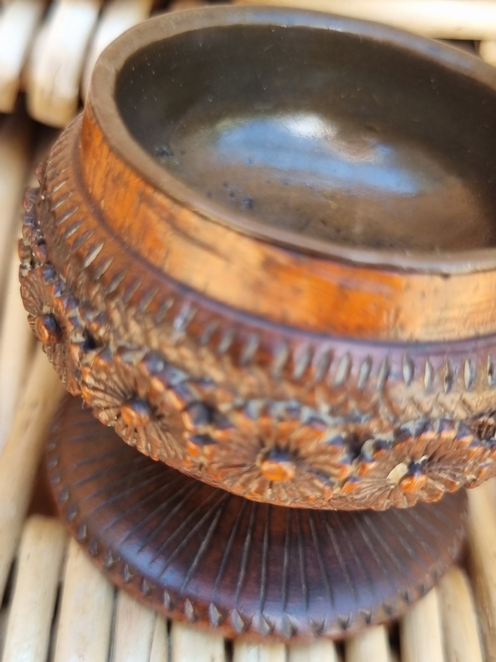 18TH SUPERBLY CARVED SALT GOBLET View II