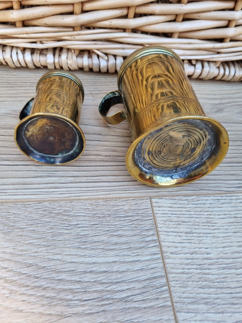 2 GOOD 18THC BRASS SHAKERS /