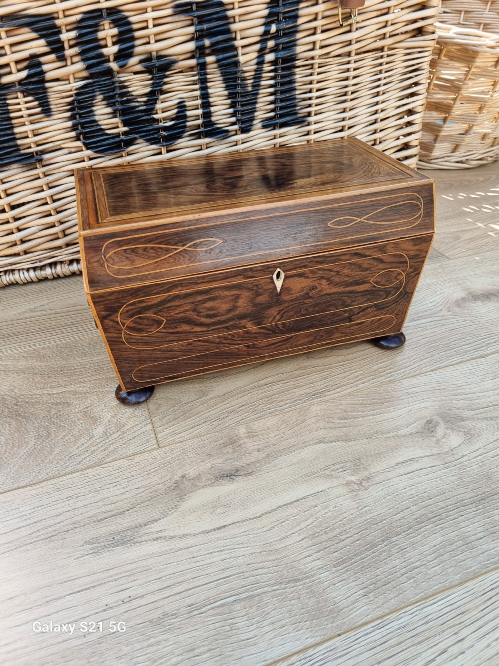 REGENCY  INLAID COROMANDEL LARGE TEA CADDY C1820 View VI