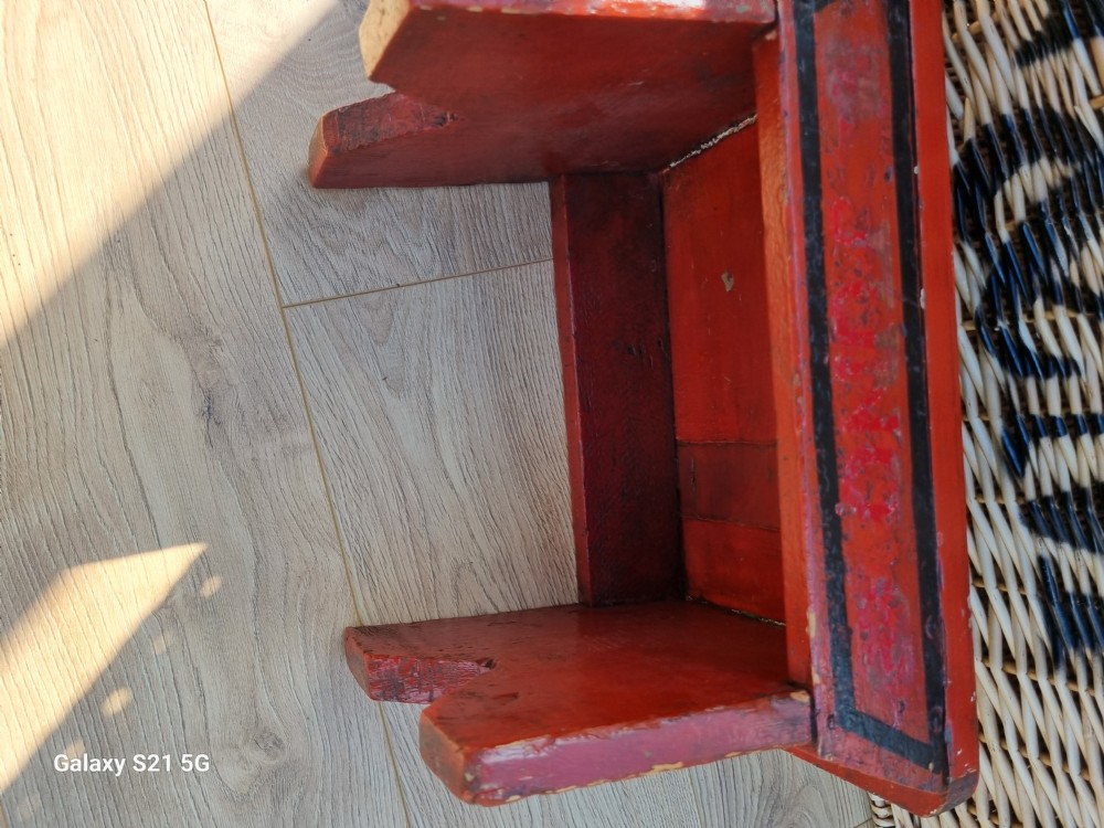 19THC PRIMITIVE PAINTED STOOL FEATURING A SALING SHIP View VI