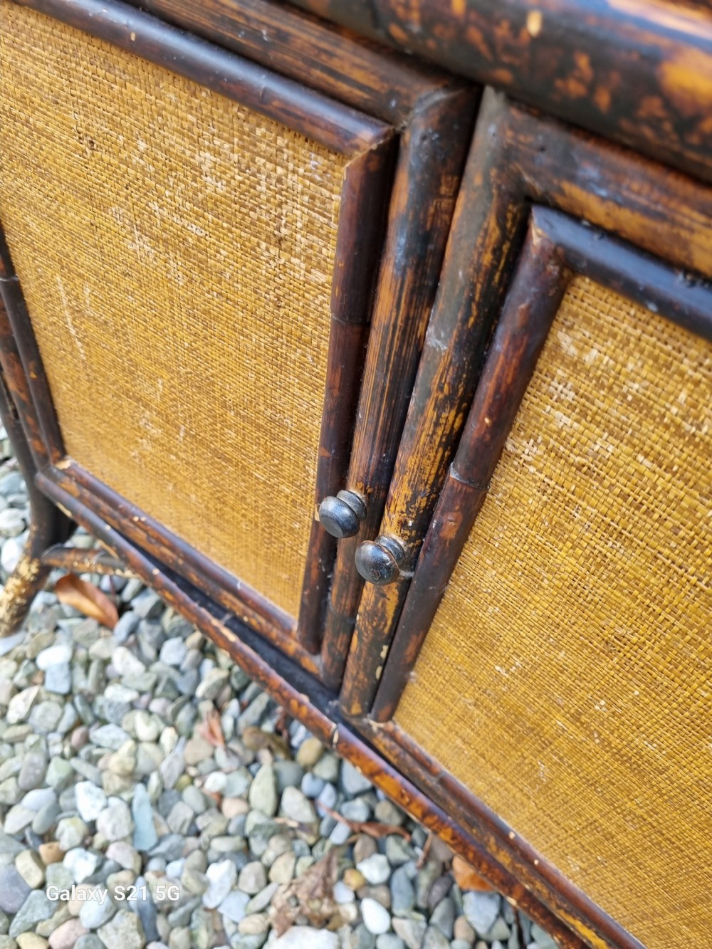 AN ARTS AND CRAFTS  BRITISH BAMBOO STAND WITH CUPBOARD View V