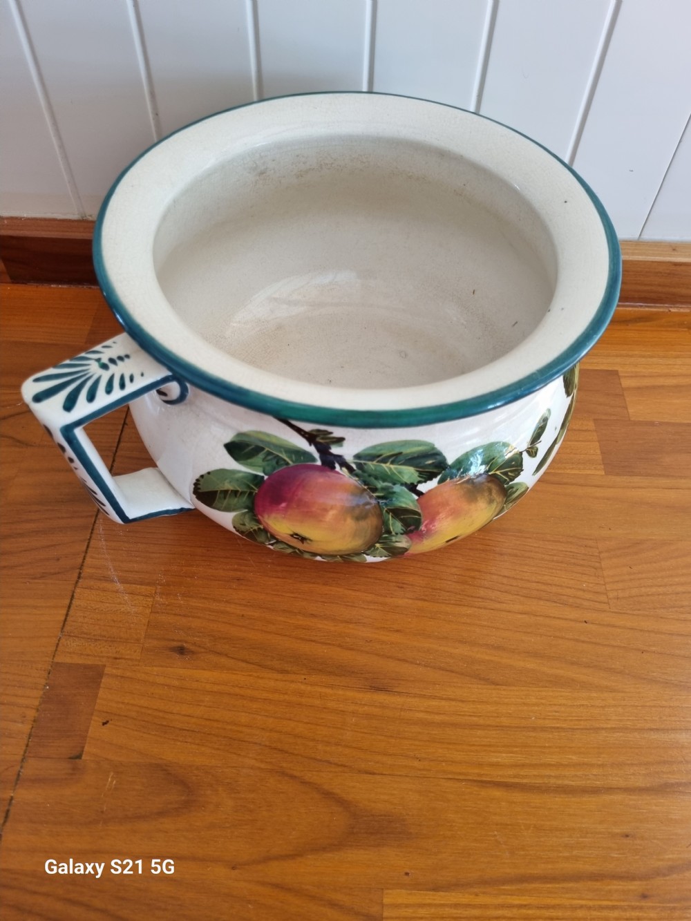 WEMYSS LARGE PEACH DECORATED POT WITH HANDLE PERFECT View VI