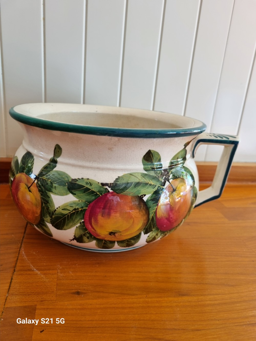 WEMYSS LARGE PEACH DECORATED POT WITH HANDLE PERFECT View V