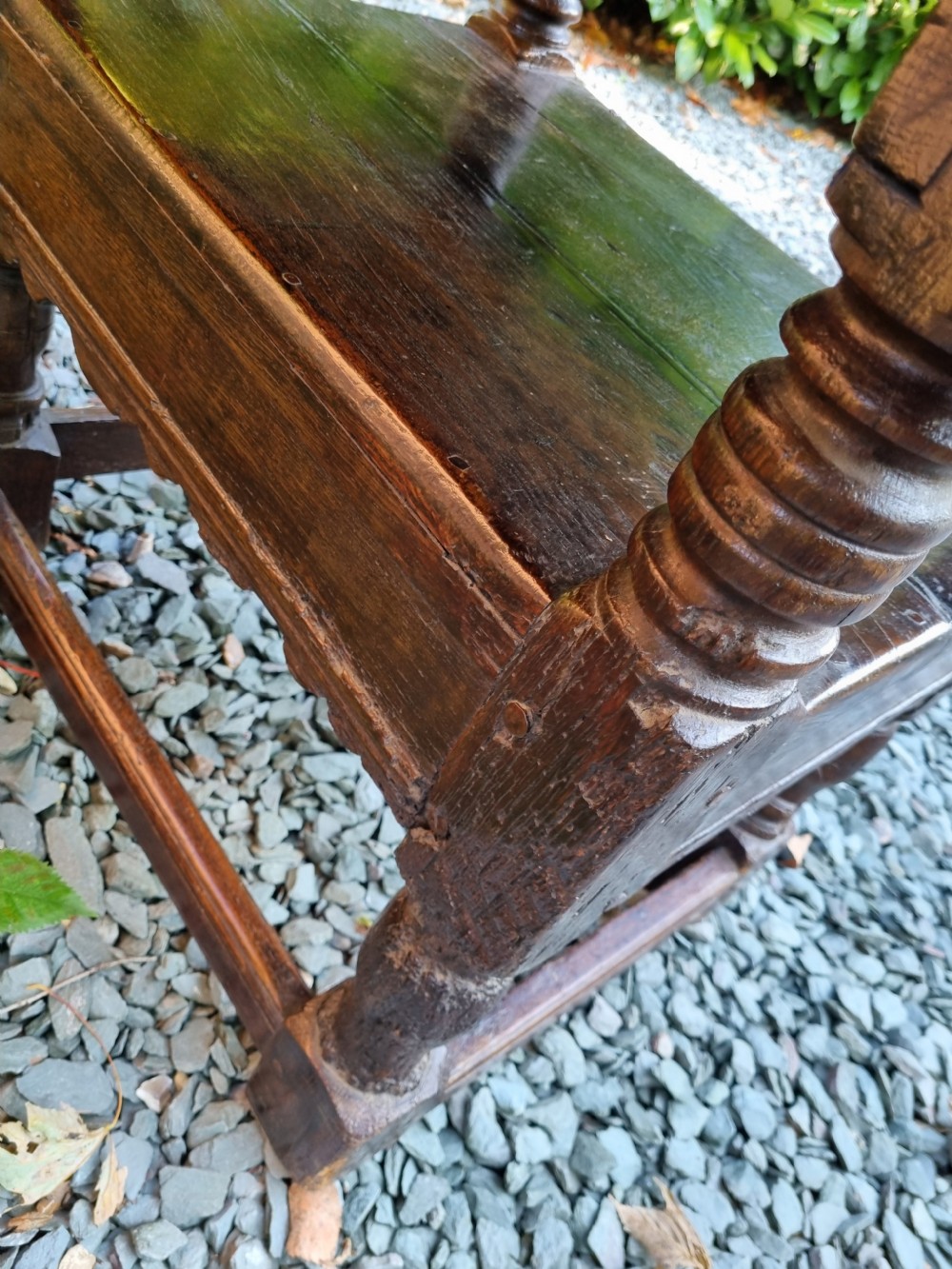 LATE 17THC SMALL OAK TABLE CHAIR (MONK,S BENCH) View III