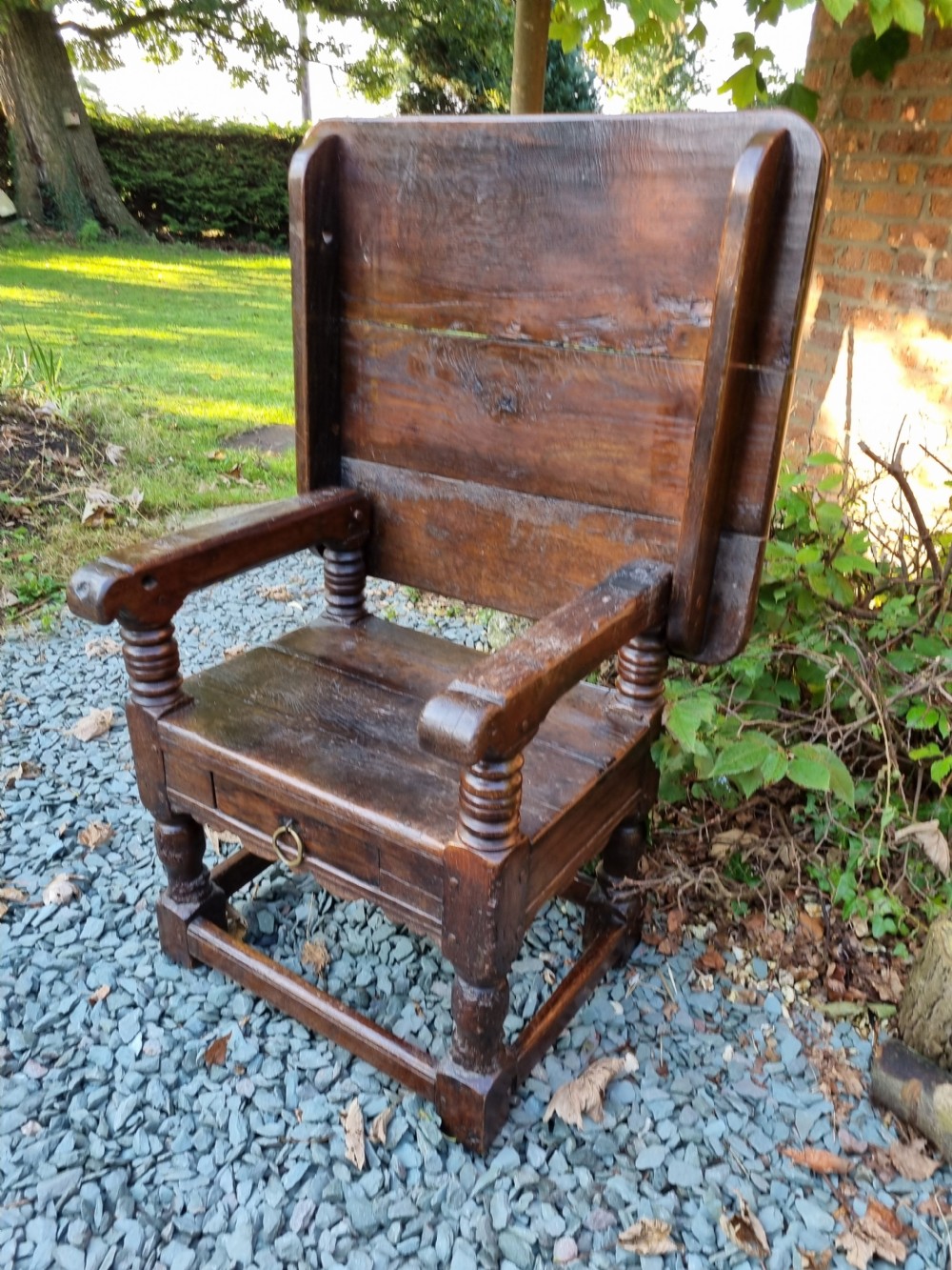 LATE 17THC SMALL OAK TABLE CHAIR (MONK,S BENCH) View IV