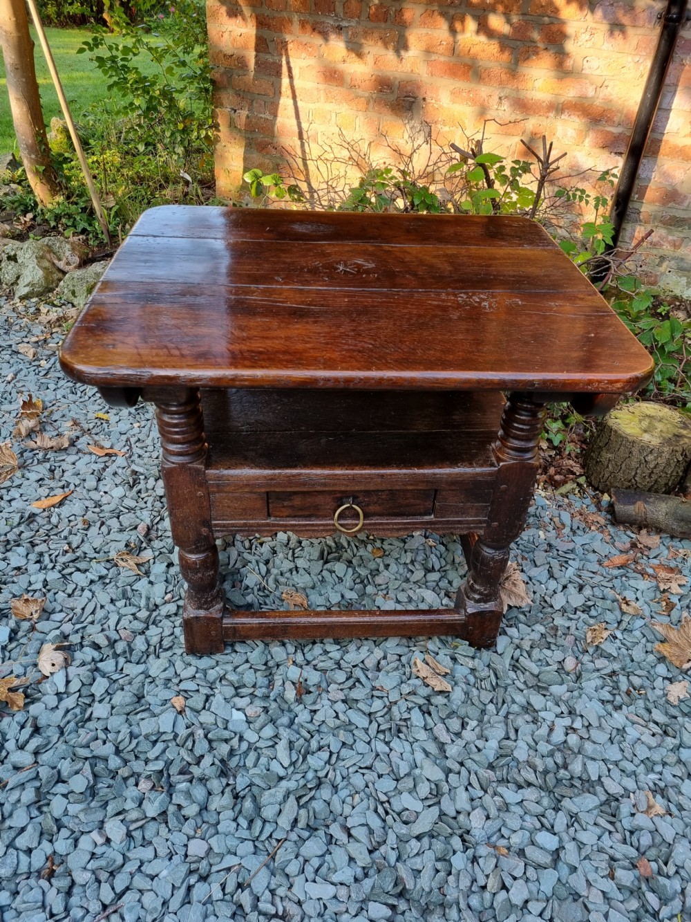 LATE 17THC SMALL OAK TABLE CHAIR (MONK,S BENCH) View VI