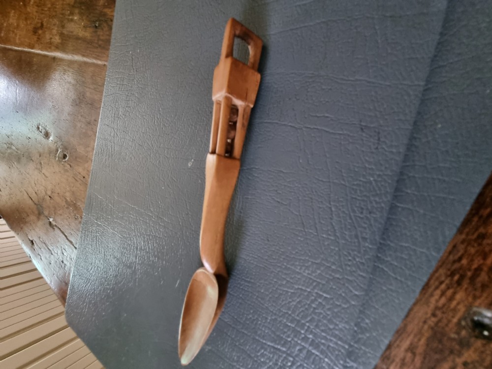 A SMALL ANTIQUE SYCAMORE WELSH LOVE SPOON . View III