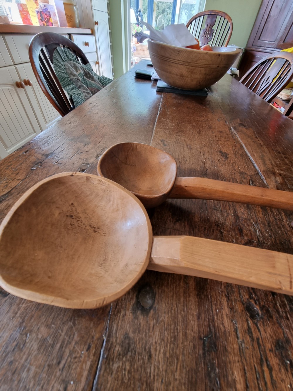 2 LARGE 19THC HANGING WELSH  CAWL /DAIRY SPOONS View IV