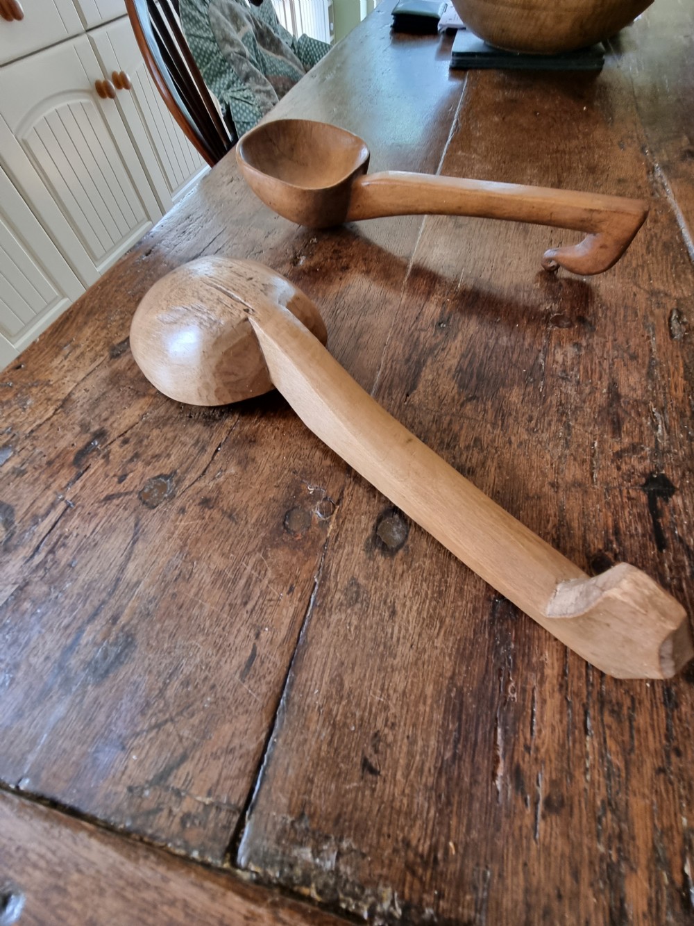 2 LARGE 19THC HANGING WELSH  CAWL /DAIRY SPOONS View V