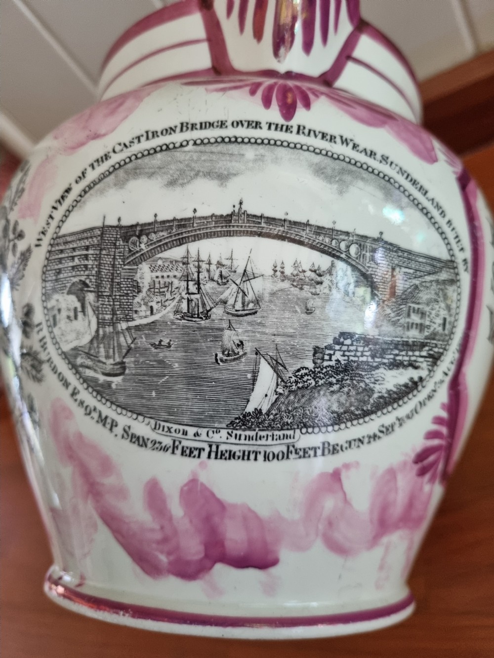 SUPERB E 19THC SUNDERLAND LUSTRE JUG DATED 1827 View III