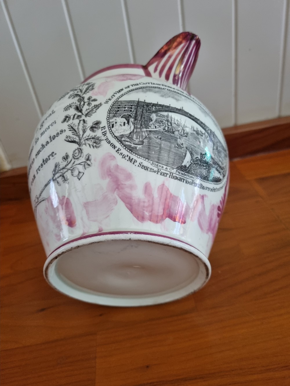 SUPERB E 19THC SUNDERLAND LUSTRE JUG DATED 1827 View VI