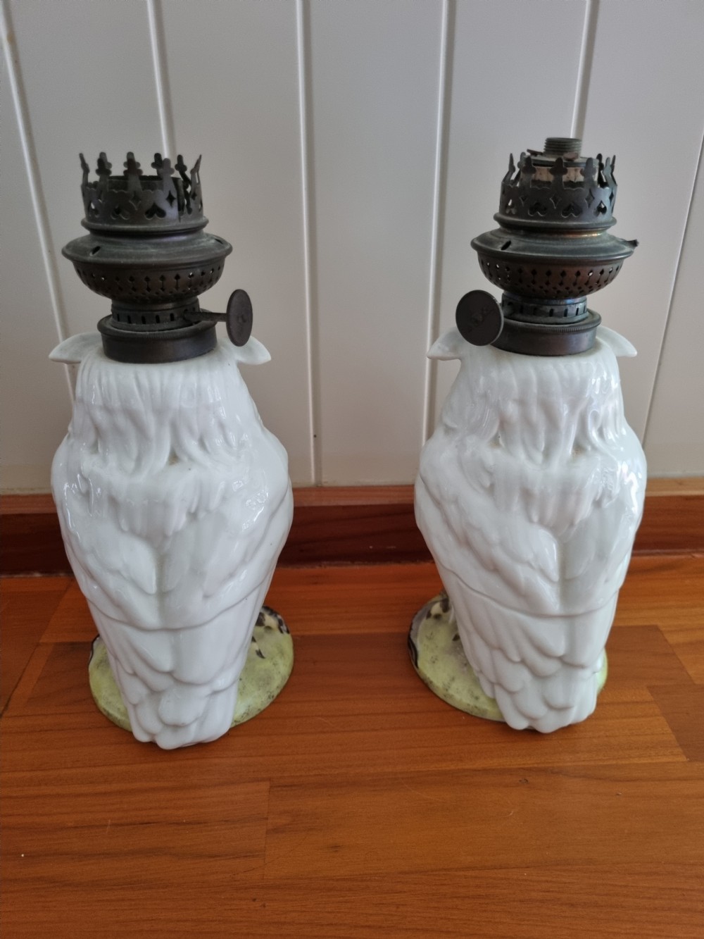 A TRUE PAIR OF W WHITELEY of LONDON CHINA OIL LAMPS View III