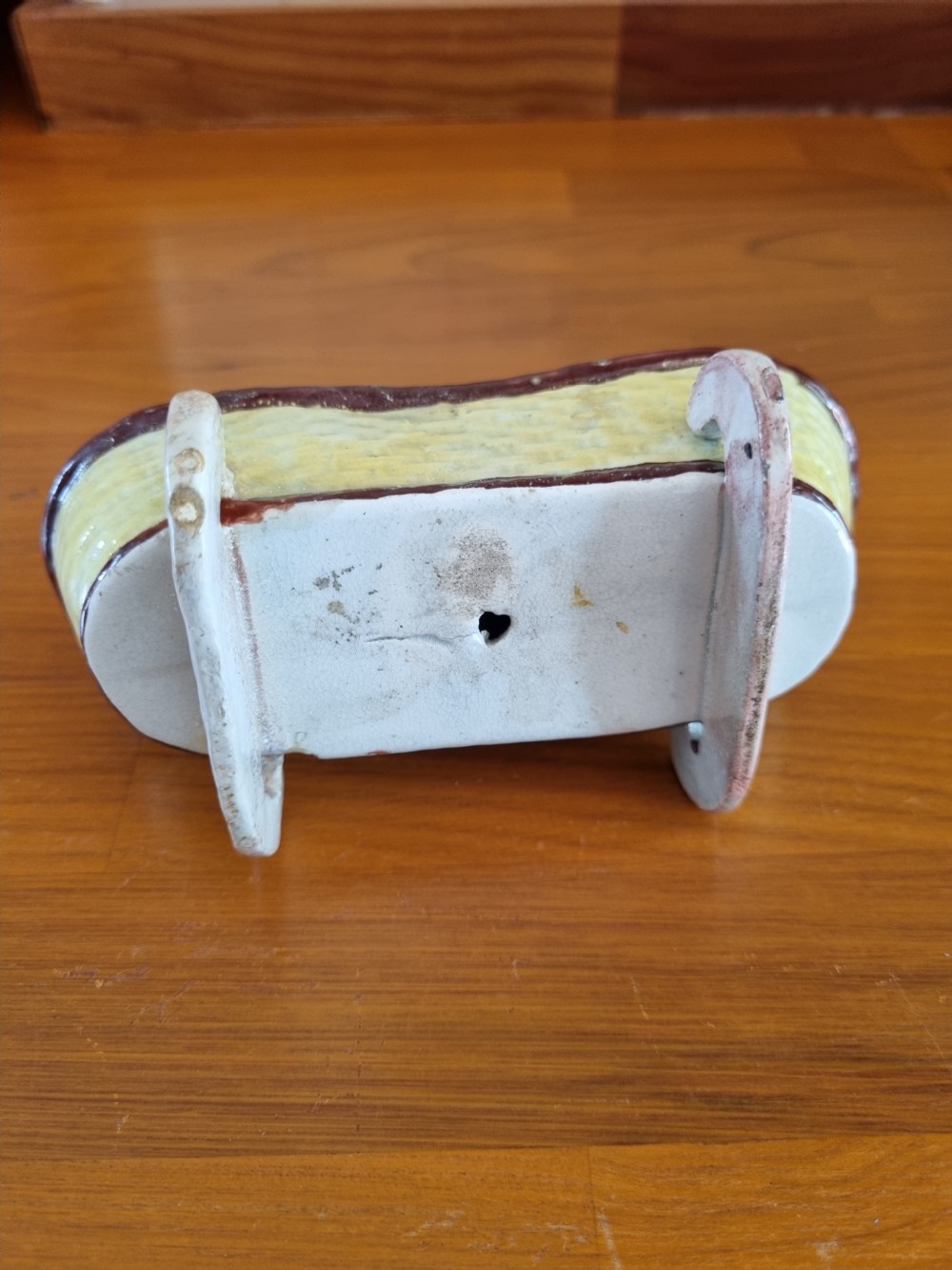 GOOD YORKSHIRE PRATTWARE POTTERY BABY IN A CRIB View VI
