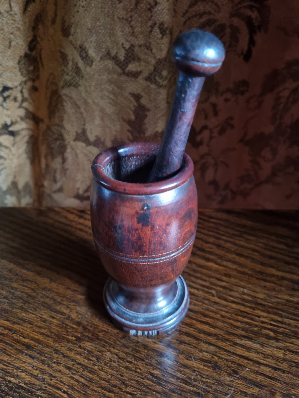ORIGINAL E 18THC FRUITWOOD MORTAR AND PESTLE