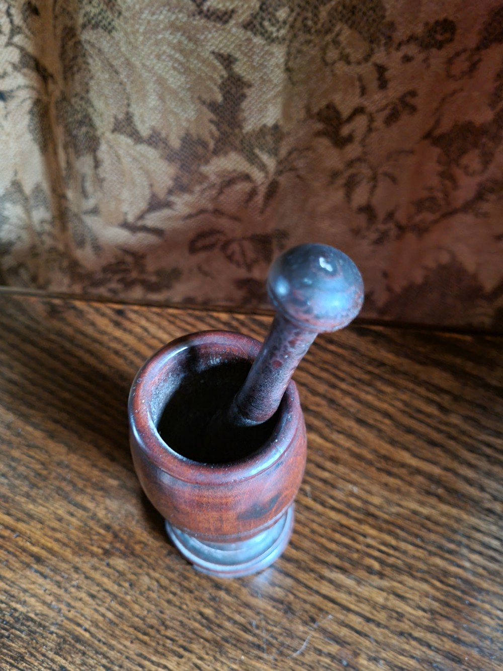 ORIGINAL E 18THC FRUITWOOD MORTAR AND PESTLE View III