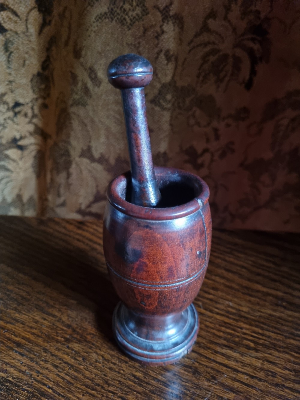 ORIGINAL E 18THC FRUITWOOD MORTAR AND PESTLE View IV