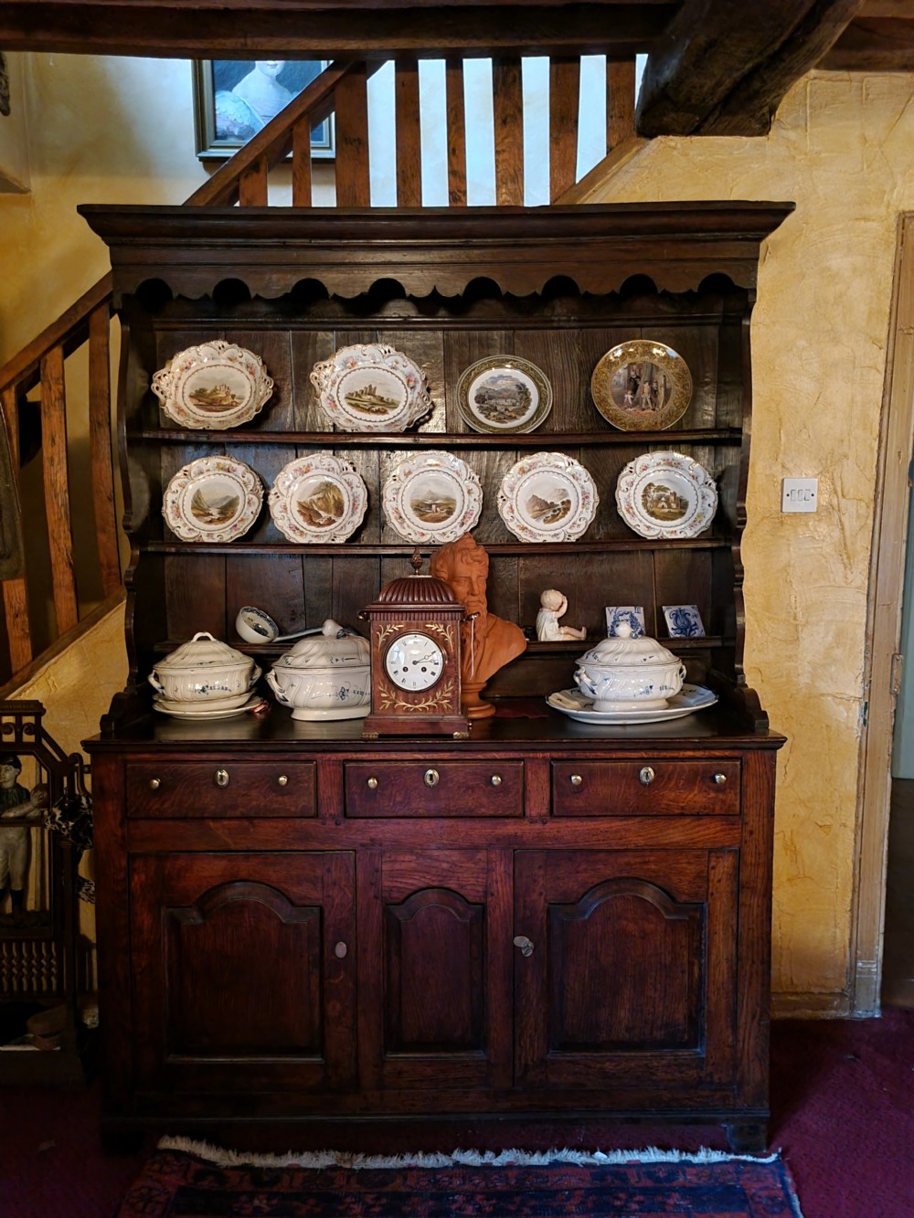 RARE MID 18THC SMALL LLANRWST OAK DRESSER AND RACK 138CMSL