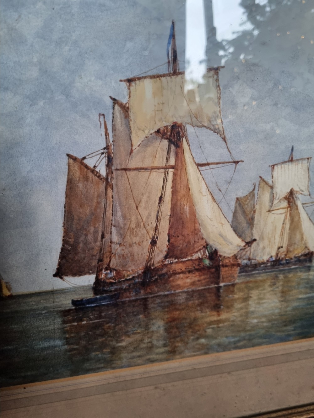 WATERCOLOUR  BY F. J ALDRIDGE 1850-1933 OF SAILING SHIPS View II