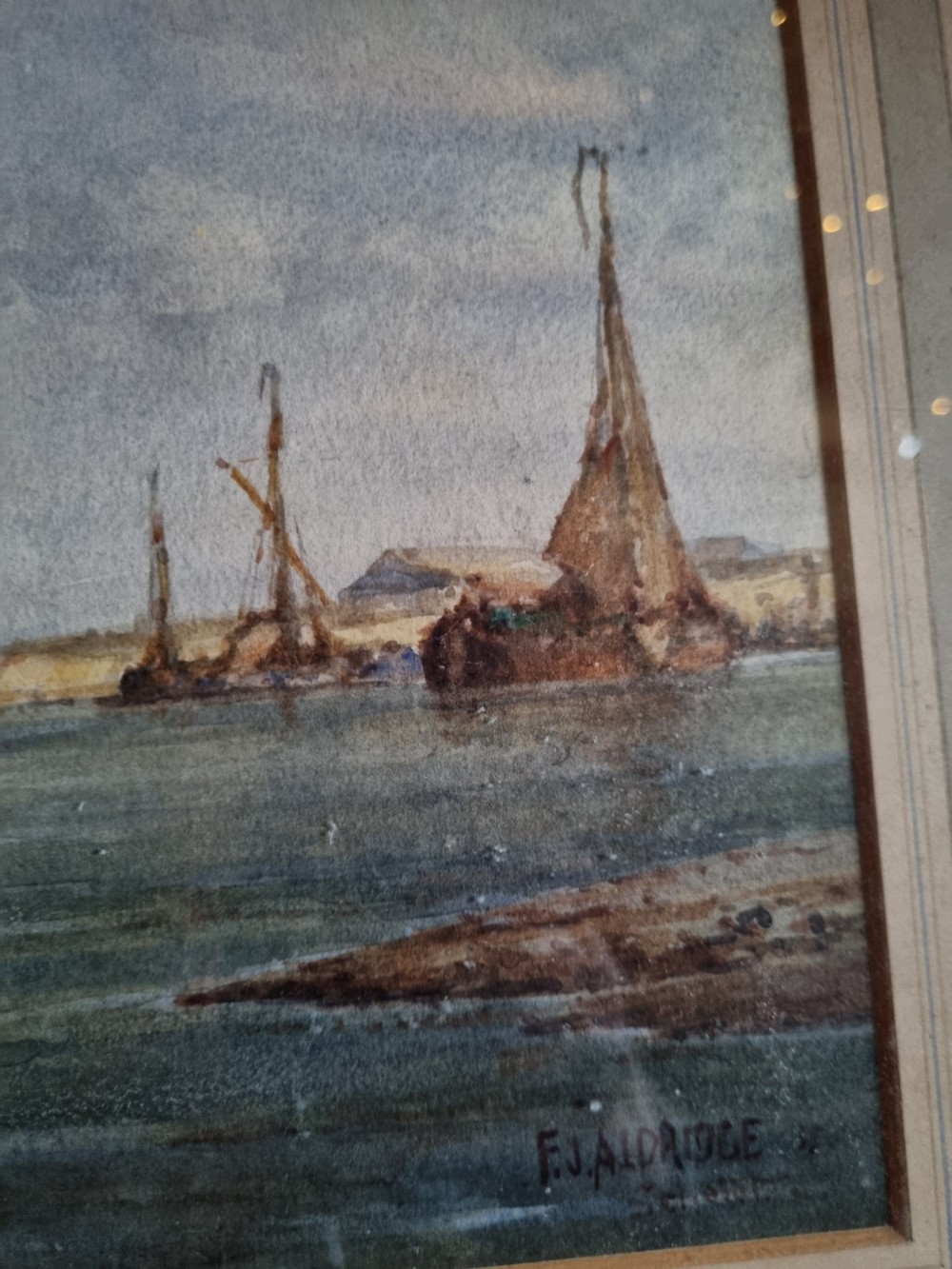 WATERCOLOUR  BY F. J ALDRIDGE 1850-1933 OF SAILING SHIPS View III