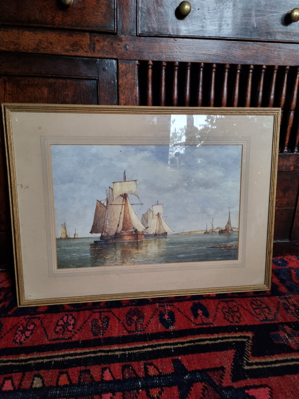 WATERCOLOUR  BY F. J ALDRIDGE 1850-1933 OF SAILING SHIPS View IV