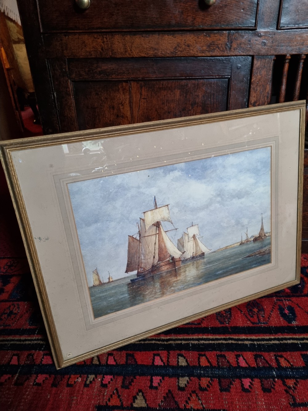 WATERCOLOUR  BY F. J ALDRIDGE 1850-1933 OF SAILING SHIPS