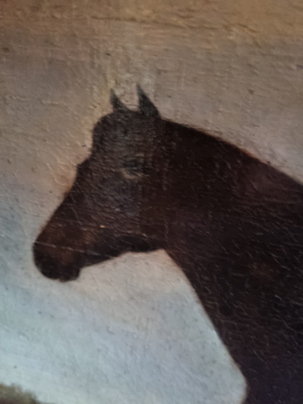 EARLY 19THC NAIVE OIL PAINTING OF THE HORSE 