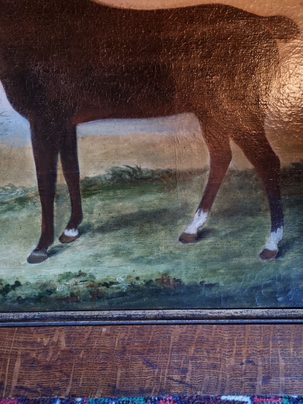 EARLY 19THC NAIVE OIL PAINTING OF THE HORSE 