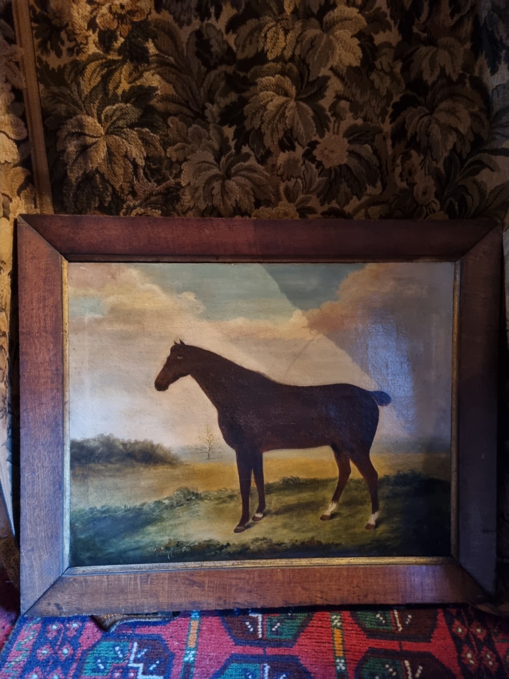 EARLY 19THC NAIVE OIL PAINTING OF THE HORSE 