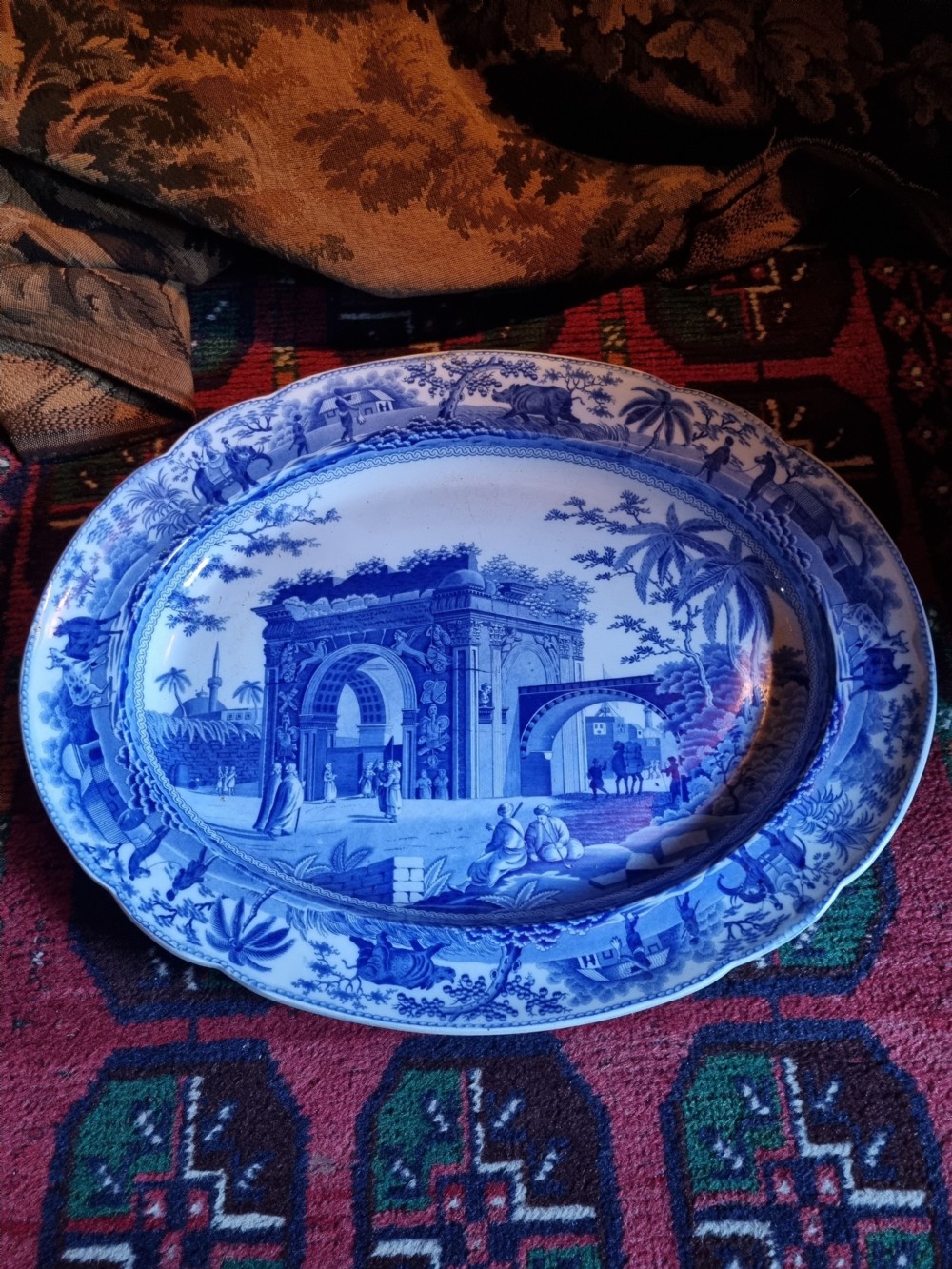  MASSIVE 19THC SPODE OVAL  CARAMANIAN MEAT PLATE  View V