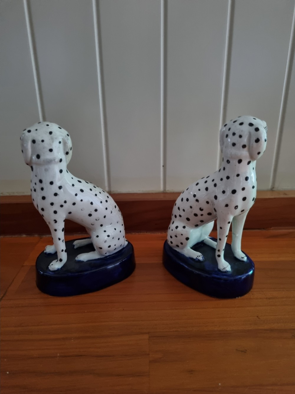 GOOD PAIR OF 19THC STAFFORDSHIRE DALMATIANS.  View II