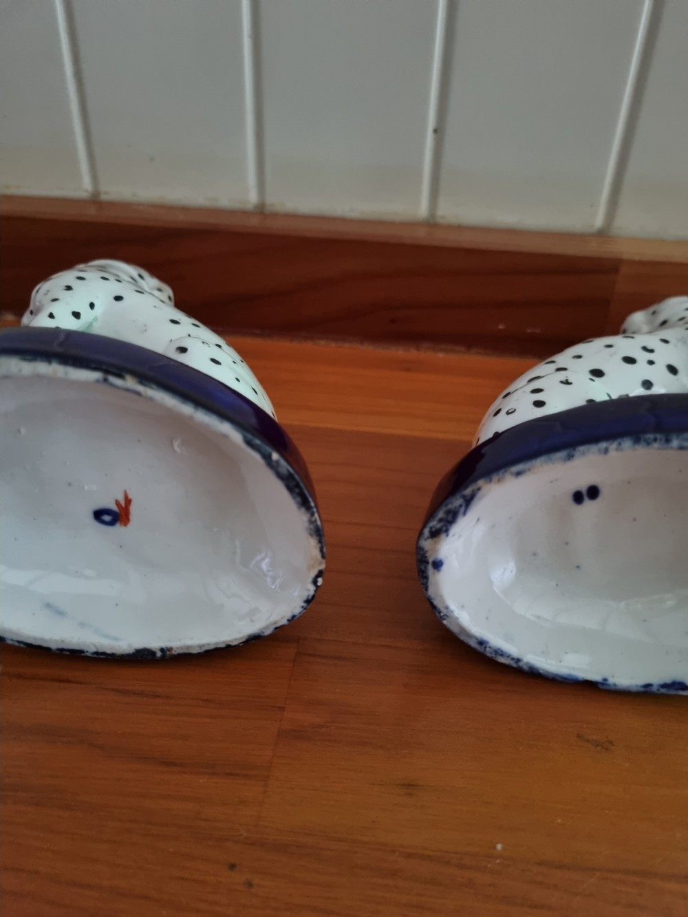 GOOD PAIR OF 19THC STAFFORDSHIRE DALMATIANS.  View III